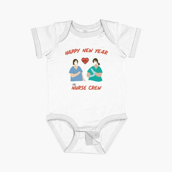 Luvly Happy New Year Nurse Crew 2022 Short Sleeve Baby One-Piece, New Born, Baby Shower Gift, New Parents Gift