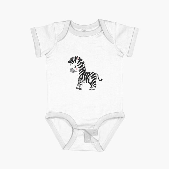 Luvly Happy Zibra Short Sleeve Baby One-Piece, New Born, Baby Shower Gift, New Parents Gift