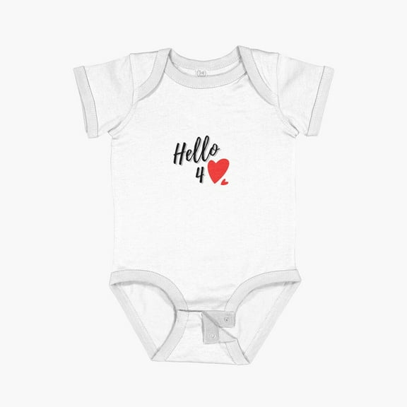 Luvly Hello 4 Love Short Sleeve Baby One-Piece, New Born, Baby Shower Gift, New Parents Gift