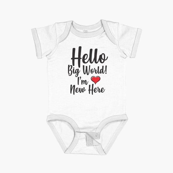 Luvly Hello Big World I'M New Here - Baby Short Sleeve Baby One-Piece, New Born, Baby Shower Gift, New Parents Gift