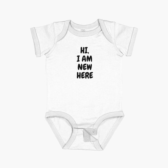 Luvly Hi, I Am New Here Tshirt Short Sleeve Baby One-Piece, New Born, Baby Shower Gift, New Parents Gift