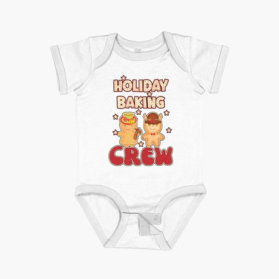 Luvly Holiday Baking Crew Vintage Look Cute Gingerbread Man & Woman Family Christmas Xmas Happy Holiday Short Sleeve Baby One-Piece, New Born, Baby Shower Gift, New Parents Gift