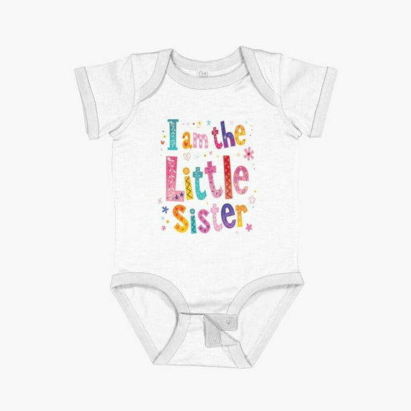 Luvly I Am The Little Sister Short Sleeve Baby One-Piece, New Born, Baby Shower Gift, New Parents Gift