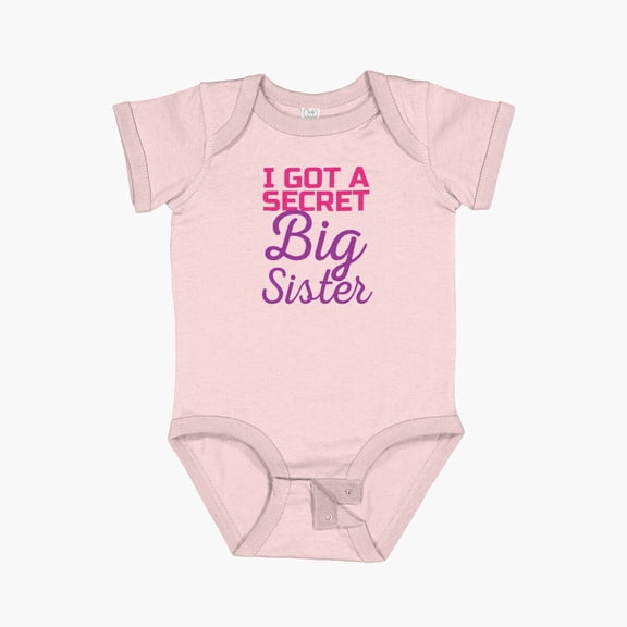 Luvly I Got A Secret Big Sister New Sibling 6 Short Sleeve Baby One-Piece, New Born, Baby Shower Gift, New Parents Gift