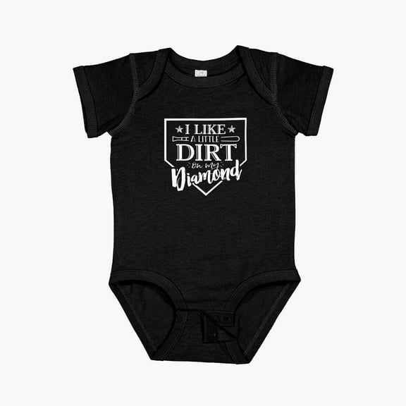 Luvly I Like A Little Dirt In My Diamond - Funny Baseball Shirt Short Sleeve Baby One-Piece, New Born, Baby Shower Gift, New Parents Gift