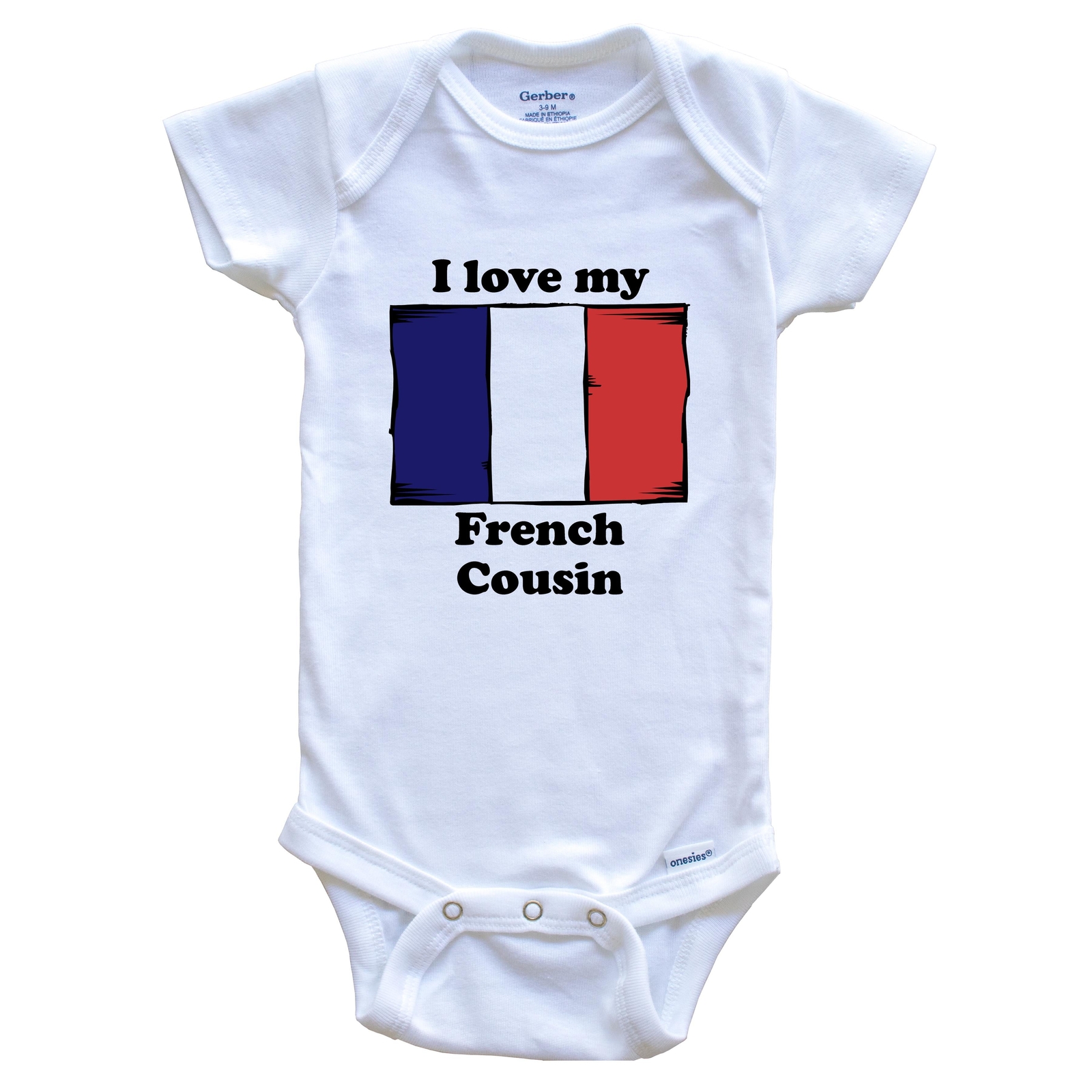 Luvly I Love My French Cousin France Flag One Piece Baby Bodysuit, New ...