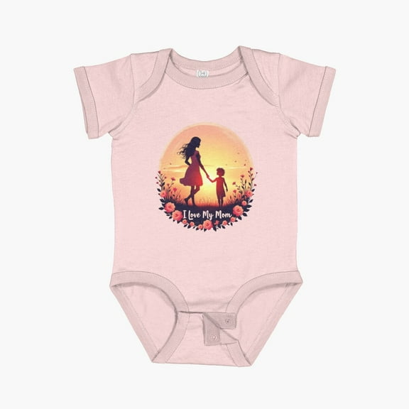Luvly I Love My Mom - Mother & Child Accessories Short Sleeve Baby One-Piece, New Born, Baby Shower Gift, New Parents Gift
