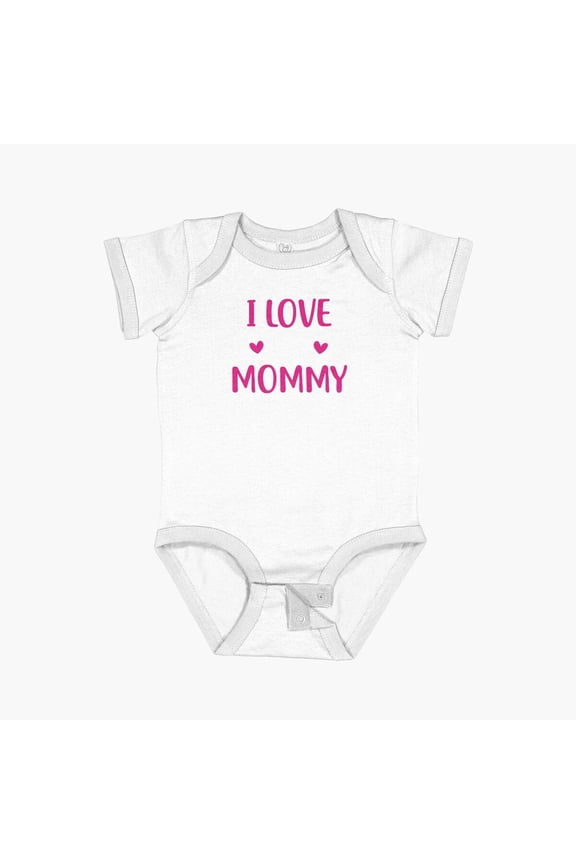 I Love You Mommy Heart Mom Girl Cute Mothers Day Short Sleeve Baby One-Piece, New Born, Baby Shower Gift, New Parents Gift