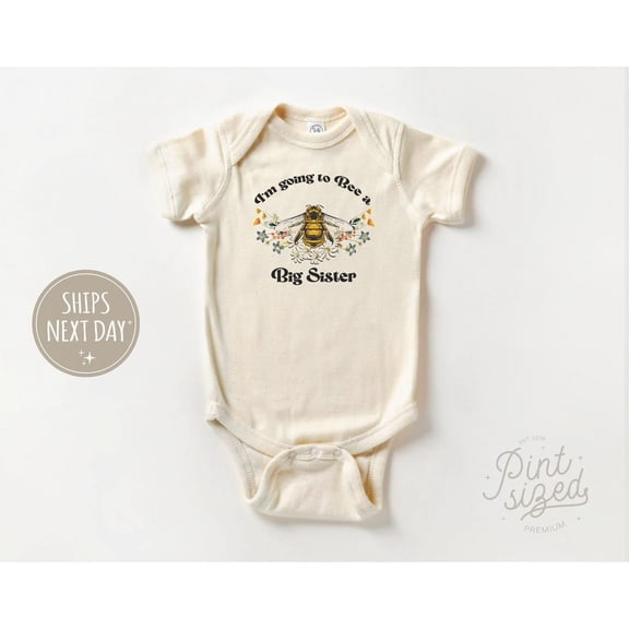 Luvly I'M Going To Be A Big Sister - Retro Announcement Bodysuit - Bumblebee Sister Baby , New Born, Baby Shower Gift, New Parents Gift