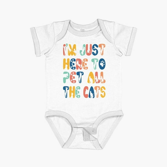 Luvly I’M Just Here To Pet All The Cats Short Sleeve Baby One-Piece, New Born, Baby Shower Gift, New Parents Gift