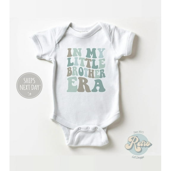 Luvly In My Little Brother Era Bodysuit Sibling Natural Baby Retro Brother Gift Little Brother Gift, New Born, Baby Shower Gift, New Parents Gift