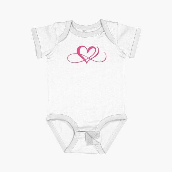 Luvly Infinity Pink Heart Short Sleeve Baby One-Piece, New Born, Baby Shower Gift, New Parents Gift