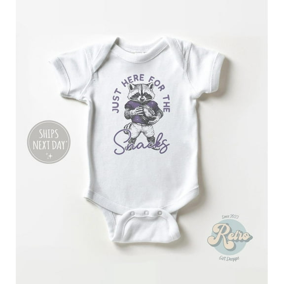 Luvly Just Here For The Snacks Baby Bodysuit - Vintage Boys Football Baby - Football Game Day - Sunday Football Baby , New Born, Baby Shower Gift, New Parents Gift