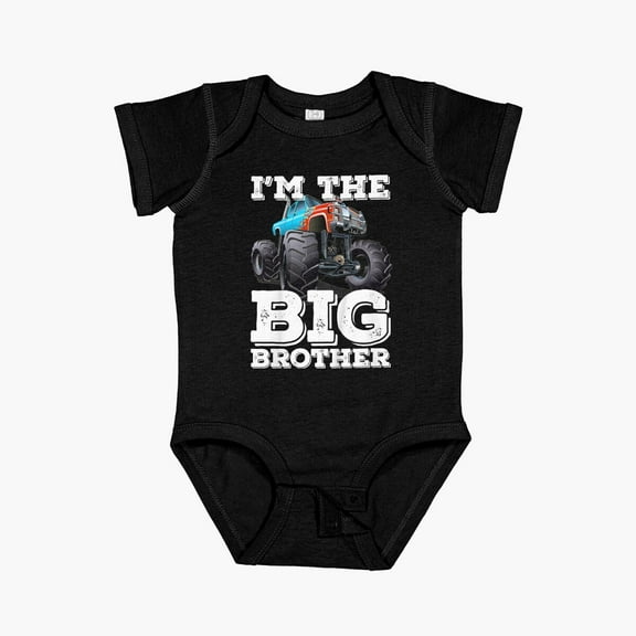 Luvly Kids I'M The Big Brother - Funny Monster Truck Short Sleeve Baby One-Piece, New Born, Baby Shower Gift, New Parents Gift