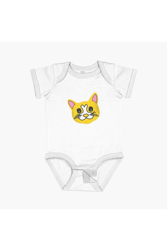 Kitty Cat Cute Face Short Sleeve Baby One-Piece, New Born, Baby Shower Gift, New Parents Gift