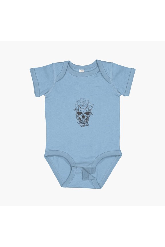 Kitty Skeleton Halloween Short Sleeve Baby One-Piece, New Born, Baby Shower Gift, New Parents Gift