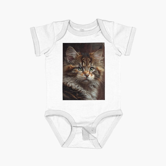 Luvly Laperm Cat - Oil Paint Short Sleeve Baby One-Piece, New Born, Baby Shower Gift, New Parents Gift