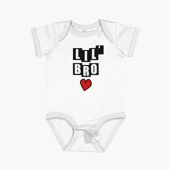 Luvly Lil Bro With Heart - White Short Sleeve Baby One-Piece, New Born, Baby Shower Gift, New Parents Gift