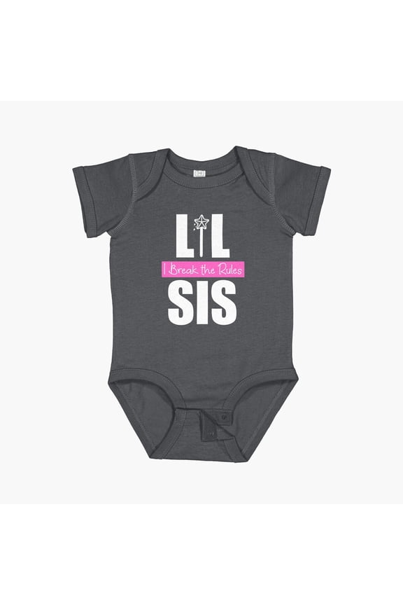 Lil Sis I Break The Rules,Little Sis, Rakhi, Raksha Bandhan, Sister And Brother Pair Short Sleeve Baby One-Piece, New Born, Baby Shower Gift, New Parents Gift
