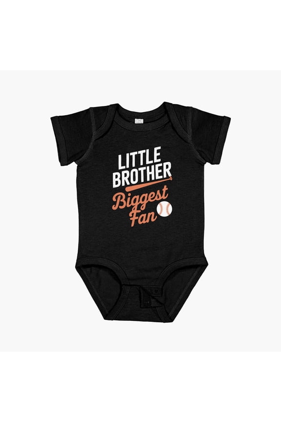 Little Brother Biggest Fan Baseball T-Shirt - Sibling Support Short Sleeve Baby One-Piece, New Born, Baby Shower Gift, New Parents Gift