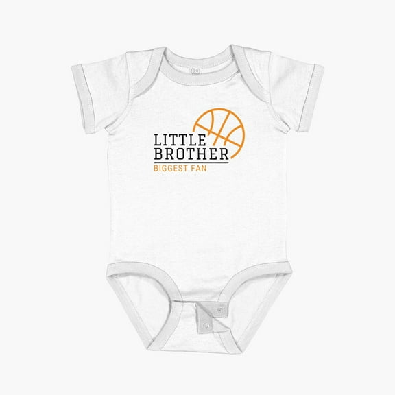 Luvly Little Brother Biggest Fan Basketball, Basketball Brother, Basketball Bro, Cheer Basketball Family Short Sleeve Baby One-Piece, New Born, Baby Shower Gift, New Parents Gift