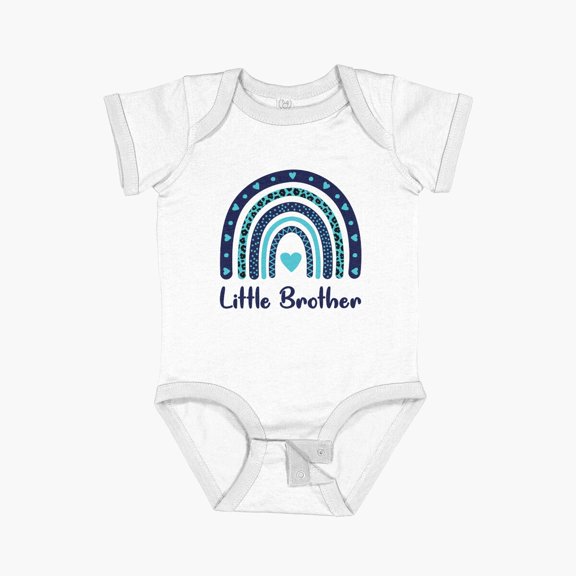 Luvly Little Brother Boho Leopard Rainbow Little Bro Short Sleeve Baby One-Piece, New Born, Baby Shower Gift, New Parents Gift