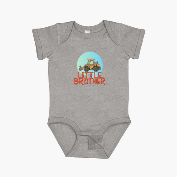 Luvly Little Brother Bulldozer Heavy Vehicle Short Sleeve Baby One-Piece, New Born, Baby Shower Gift, New Parents Gift