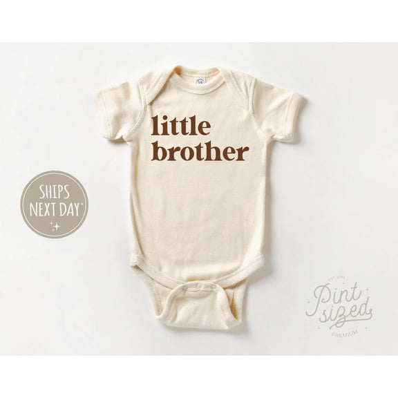 Luvly Little Brother - Lil Brother Baby - Retro Bodysuit - Sibling Natural , New Born, Baby Shower Gift, New Parents Gift