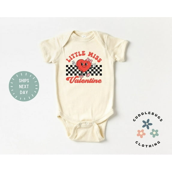 Luvly Little Miss Valentine Baby Onesies® Bodysuit - Retro Red And Black Baby Girl Bodysuit - First Valentines Day - New Baby Girl - Baby Shower, New Born, Baby Shower Gift, New Parents Gift