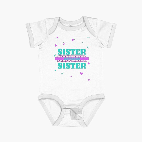 Luvly Little Sister With Hearts Short Sleeve Baby One-Piece, New Born, Baby Shower Gift, New Parents Gift
