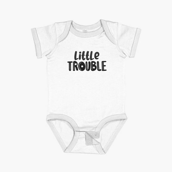 Luvly Little Trouble Short Sleeve Baby One-Piece, New Born, Baby Shower Gift, New Parents Gift