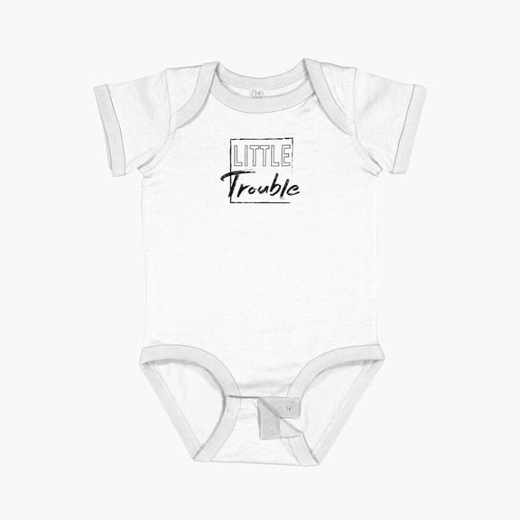 Luvly Little Trouble Short Sleeve Baby One-Piece, New Born, Baby Shower Gift, New Parents Gift