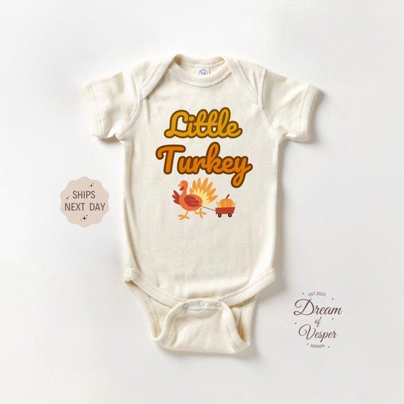 Luvly Little Turkey Baby Natural, Fall Baby Gift, Newborn Bodysuit, Fall Baby Natural Bodysuit, Cute Fall Onesie, Thanksgiving Baby Onesie, New Born, Baby Shower Gift, New Parents Gift