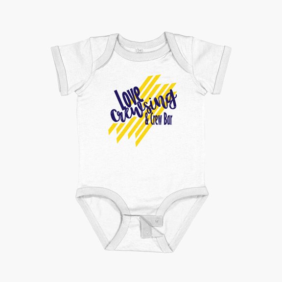 Luvly Love Crewsing And The Crew Bar - Blue. Cruise Lines Crew Members Tshirt Short Sleeve Baby One-Piece, New Born, Baby Shower Gift, New Parents Gift