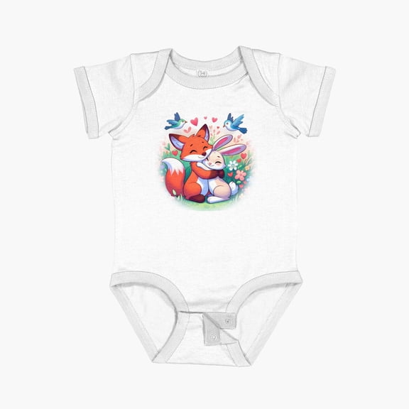 Luvly Lovers Animal Short Sleeve Baby One-Piece, New Born, Baby Shower Gift, New Parents Gift