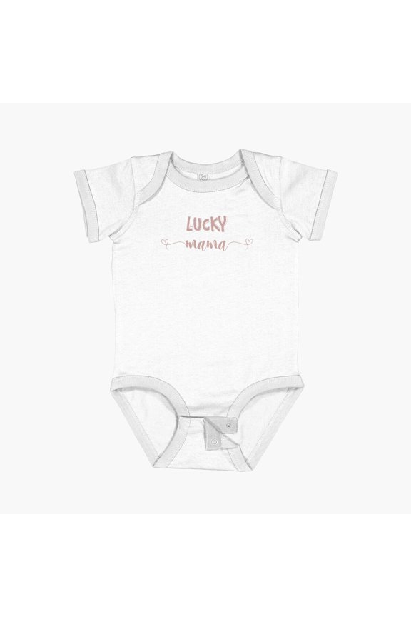 Lucky Mama For Mothers Day Short Sleeve Baby One-Piece, New Born, Baby Shower Gift, New Parents Gift