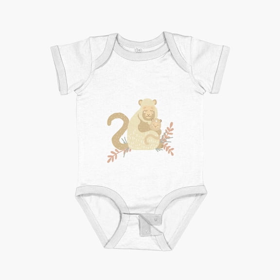 Luvly Mama Macaque Short Sleeve Baby One-Piece, New Born, Baby Shower Gift, New Parents Gift