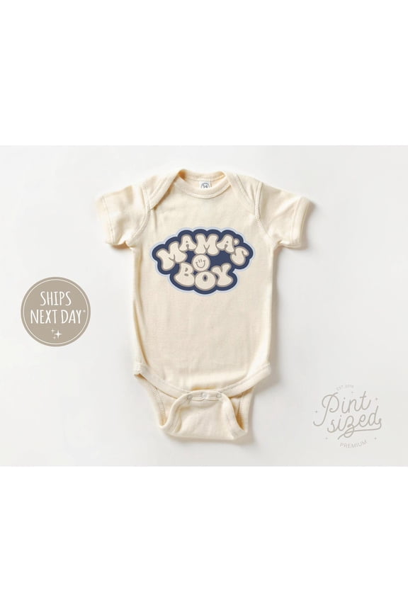 Mama'S Boy - Retro Boys Bodysuit - I Love My Mom Natural , New Born, Baby Shower Gift, New Parents Gift