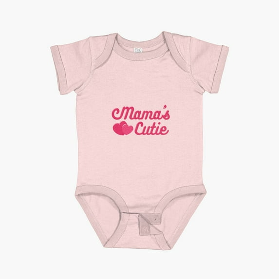 Luvly Mama'S Cutie - Mamas Cutie - Pink Glossy Hearts Short Sleeve Baby One-Piece, New Born, Baby Shower Gift, New Parents Gift