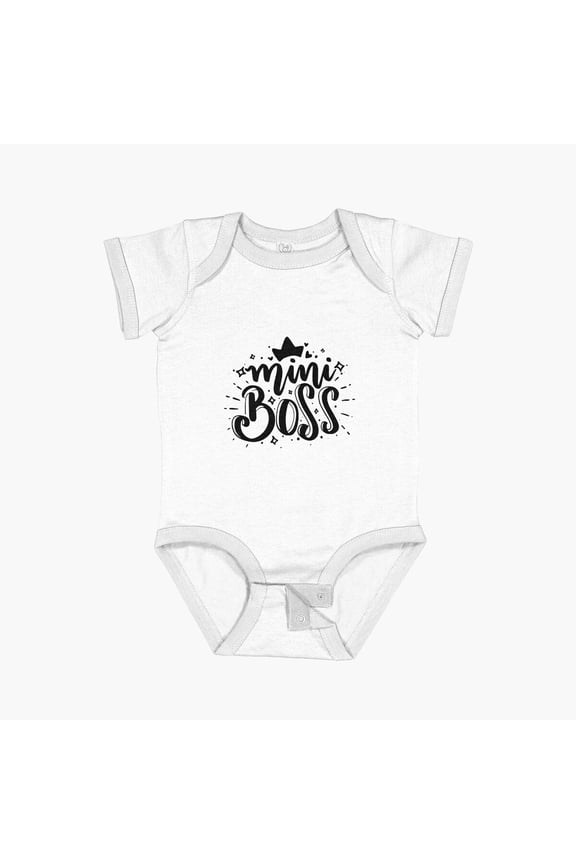 Mini Boss - Black Quotes Short Sleeve Baby One-Piece, New Born, Baby Shower Gift, New Parents Gift