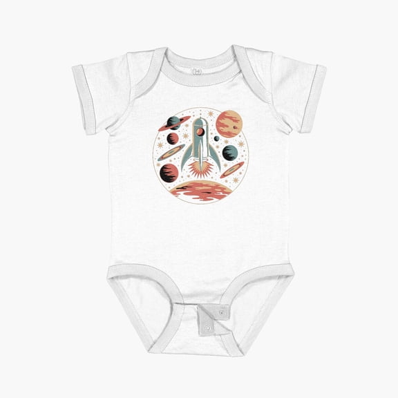 Luvly Dreamcore - No. 11 - Spaceship Short Sleeve Baby One-Piece, New Born, Baby Shower Gift, New Parents Gift