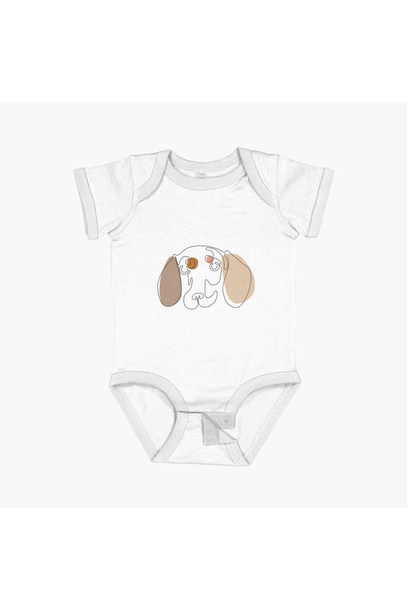Modern One Line Abstract Dachshund Short Sleeve Baby One-Piece, New Born, Baby Shower Gift, New Parents Gift