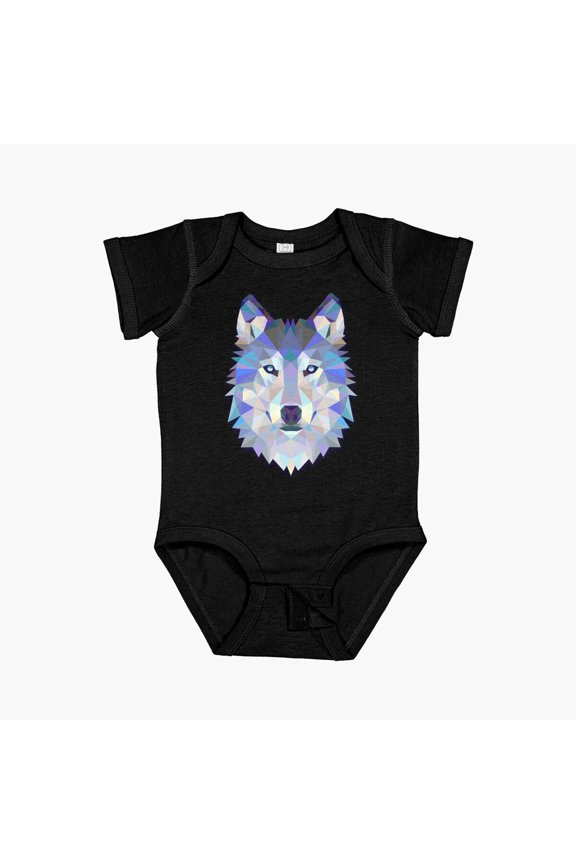 Cool Colorful Wolf Short Sleeve Baby One-Piece, New Born, Baby Shower Gift, New Parents Gift