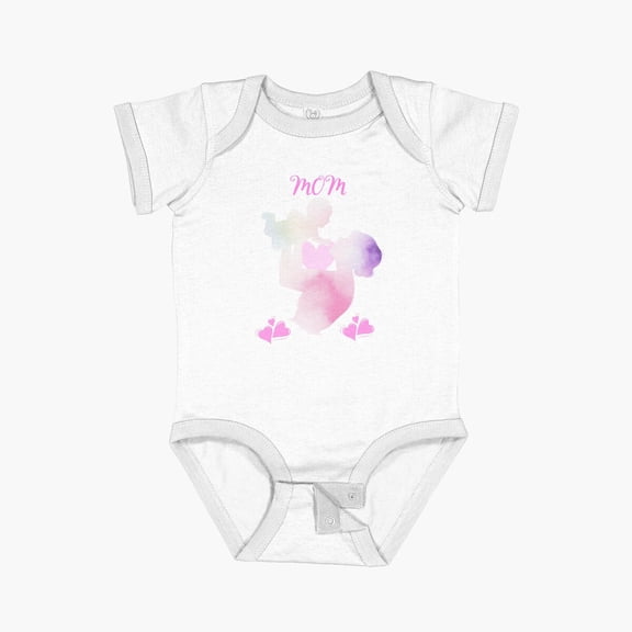 Luvly Mom Mother And Child Pastel Colors Short Sleeve Baby One-Piece, New Born, Baby Shower Gift, New Parents Gift