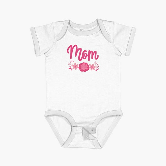 Luvly Mom Squared Floral Design Cute Mothers Day Short Sleeve Baby One-Piece, New Born, Baby Shower Gift, New Parents Gift