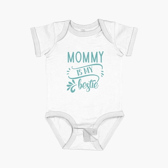 Luvly Mommy Is My Bestie, I Love You Mum - Blue Short Sleeve Baby One-Piece, New Born, Baby Shower Gift, New Parents Gift