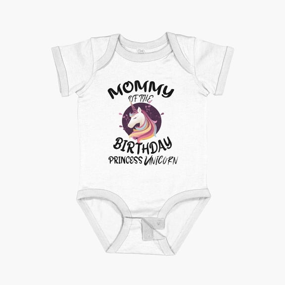 Luvly Mommy Of The Birthday Princess Unicorn Mother Gifts Unicorn Birthday Short Sleeve Baby One-Piece, New Born, Baby Shower Gift, New Parents Gift