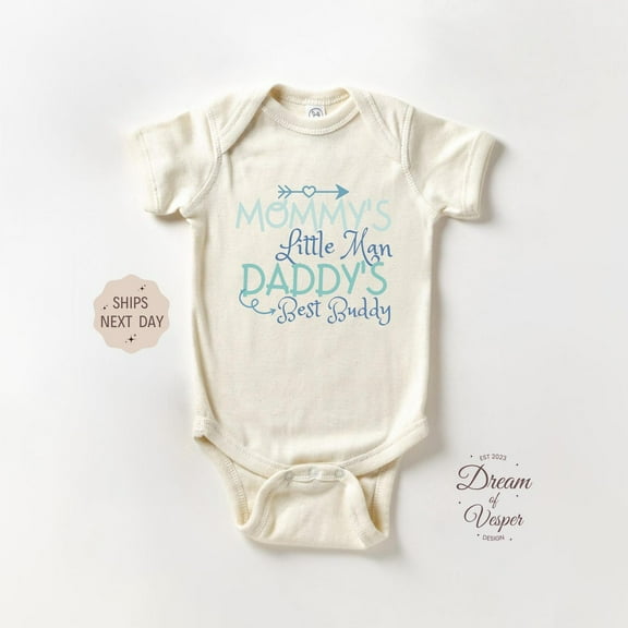 Luvly Mommy'S Little Man Daddy'S Best Buddy, Cute Natural Family Baby Bodysuit, Mothers Day, Fathers Day, Baby Shower Gift, New Born, Baby Shower Gift, New Parents Gift