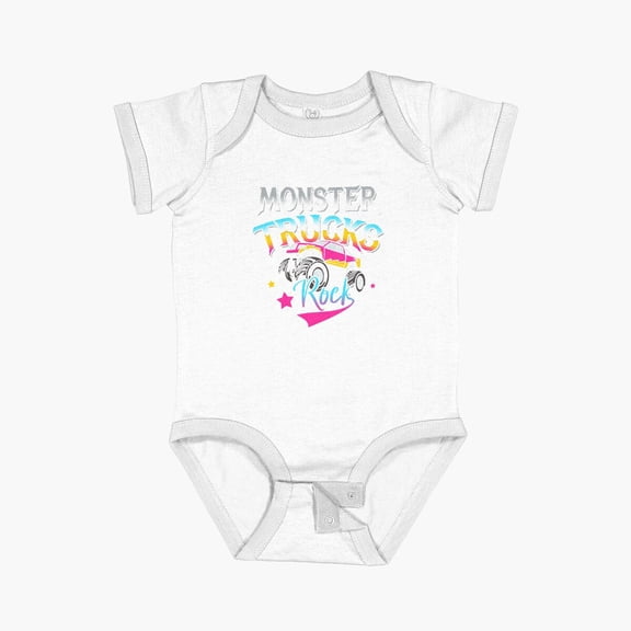 Luvly Monster Trucks Rock Monstertruck Car Fan Gasoline Short Sleeve Baby One-Piece, New Born, Baby Shower Gift, New Parents Gift