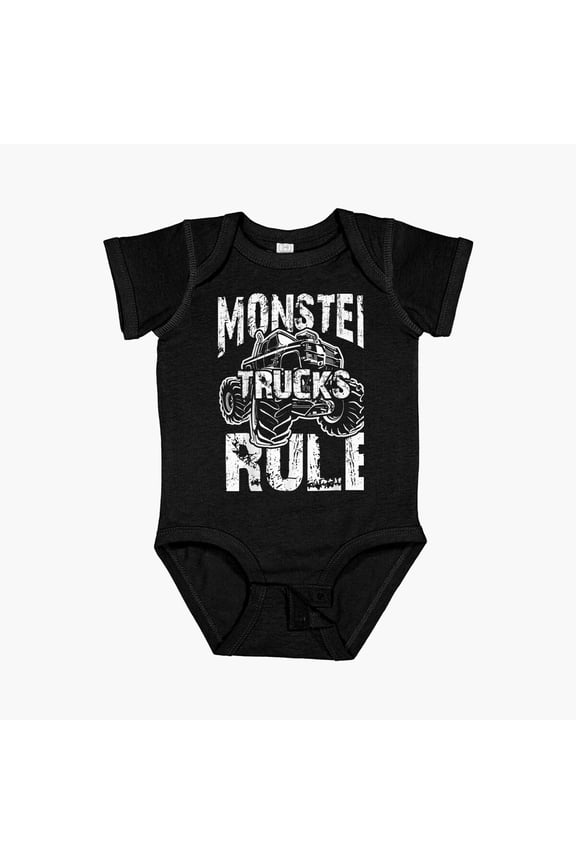 Monster Trucks Rule Jam Monster Truck Boys Short Sleeve Baby One-Piece, New Born, Baby Shower Gift, New Parents Gift